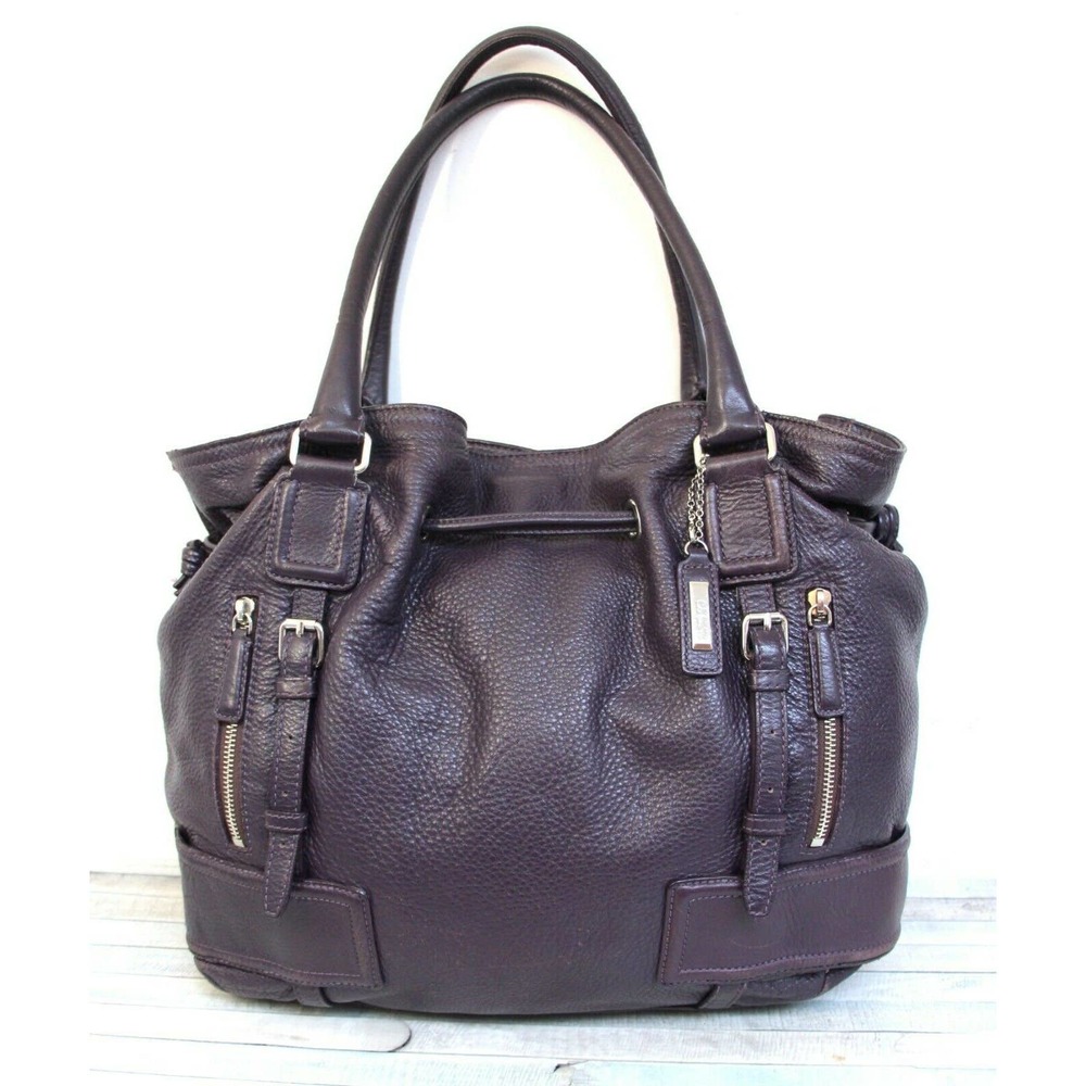 LARGE COLE HAAN SOFT BROWN GENUINE LEATHER DRAWSTRING TOTE SHOULDER BAG HANDBAG